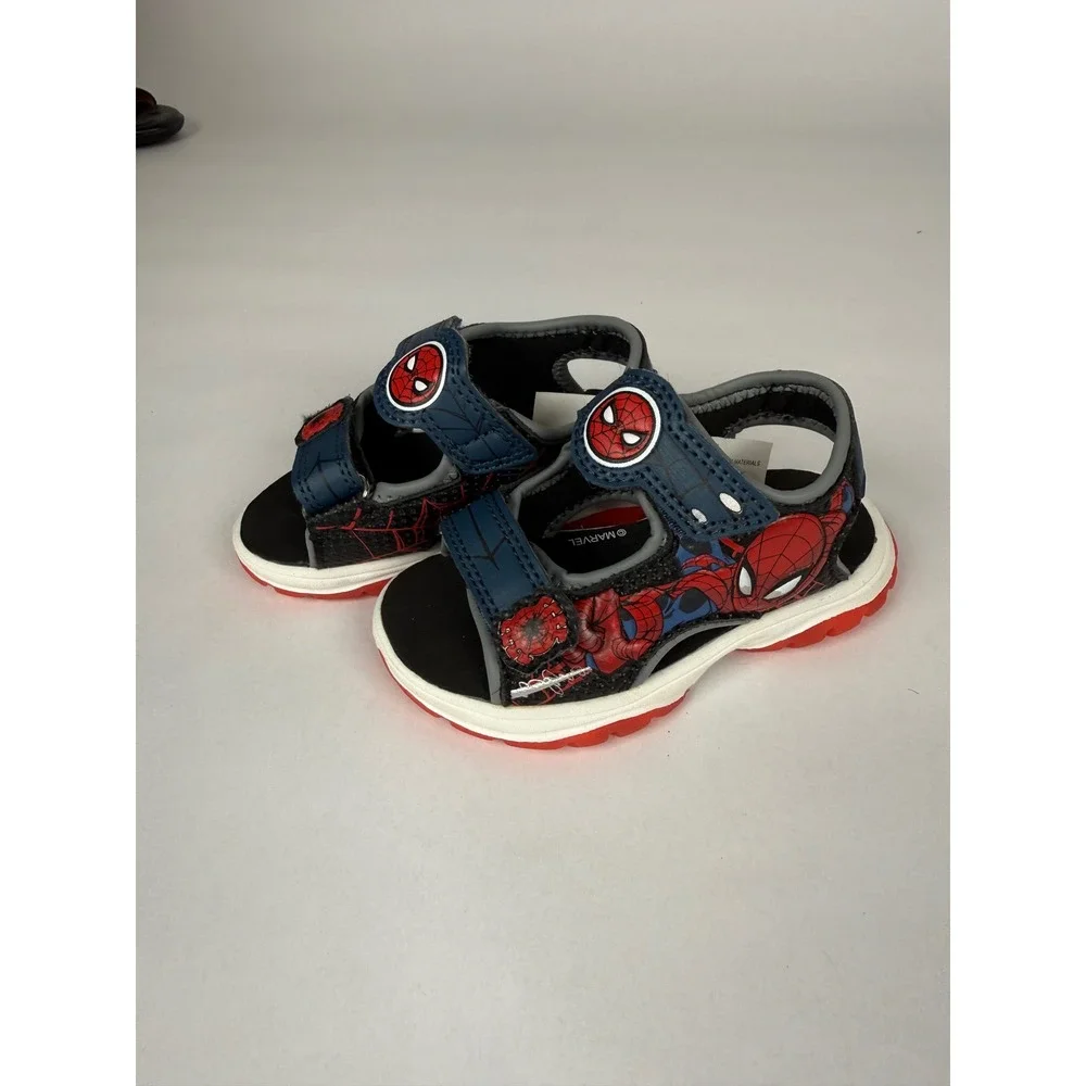 Marvel‎ Spiderman Toddler Boys Sandals Blue Red Hook Loop Size 6